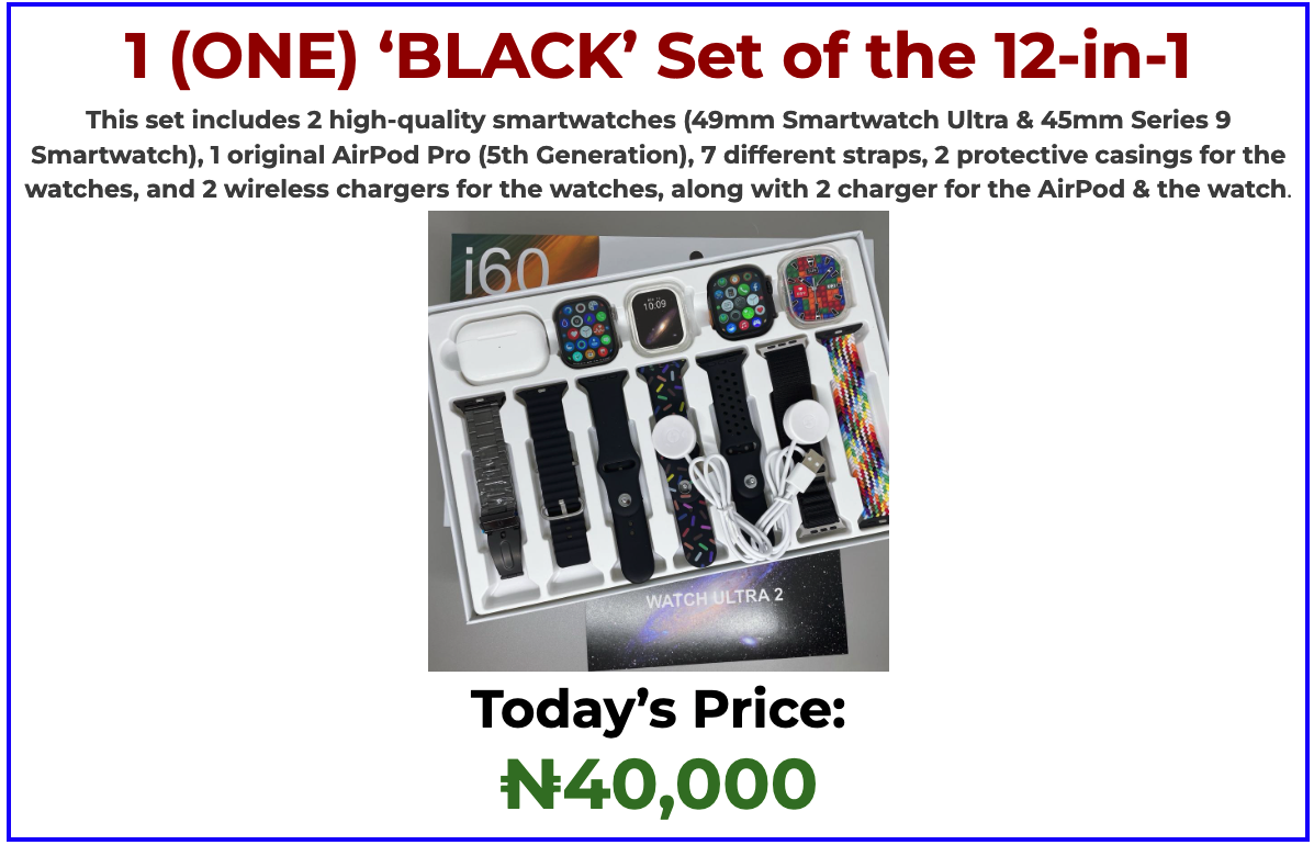 Black Color i60 smartwatch (The set with 2 watches)